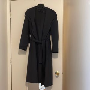 Tahari wool long coat, dark purple, medium